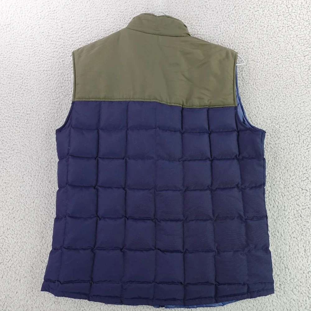 Marine Layer Puffer Vest Mens Medium Blue Duck Down Quilted Colorblock Huckberry